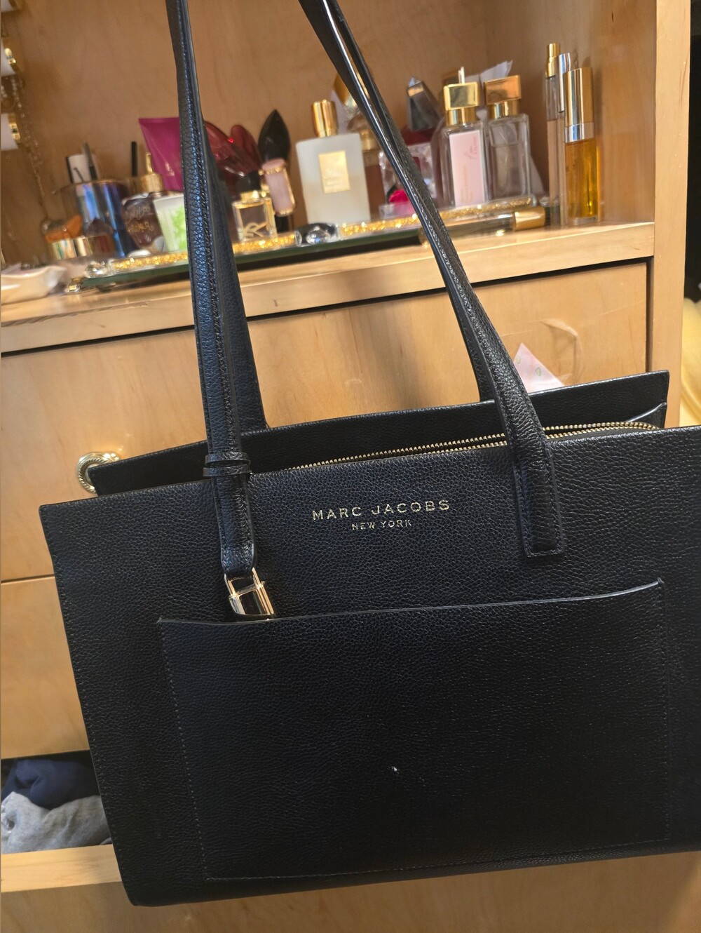 Marc Jacobs Black Pebbled Leather Tote Bag